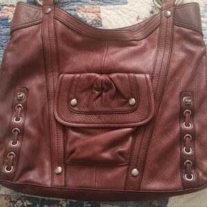 Makowsky leather handbag mahogany in color 15X13